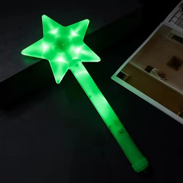 1pc LED Five Pointed Star Flashing Stick Light Up Flashing Wand Colorful Fluorescent Stick Princess Gift Party Birthday Supplies