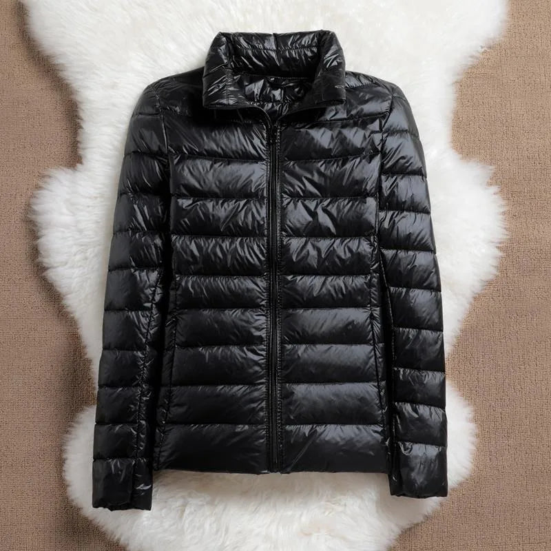 Light Down Coat Women Spring Jacket Fashion Short Ultra Lightweight Packable Puffer Coats Female Down Warm Slim Fit Parkas