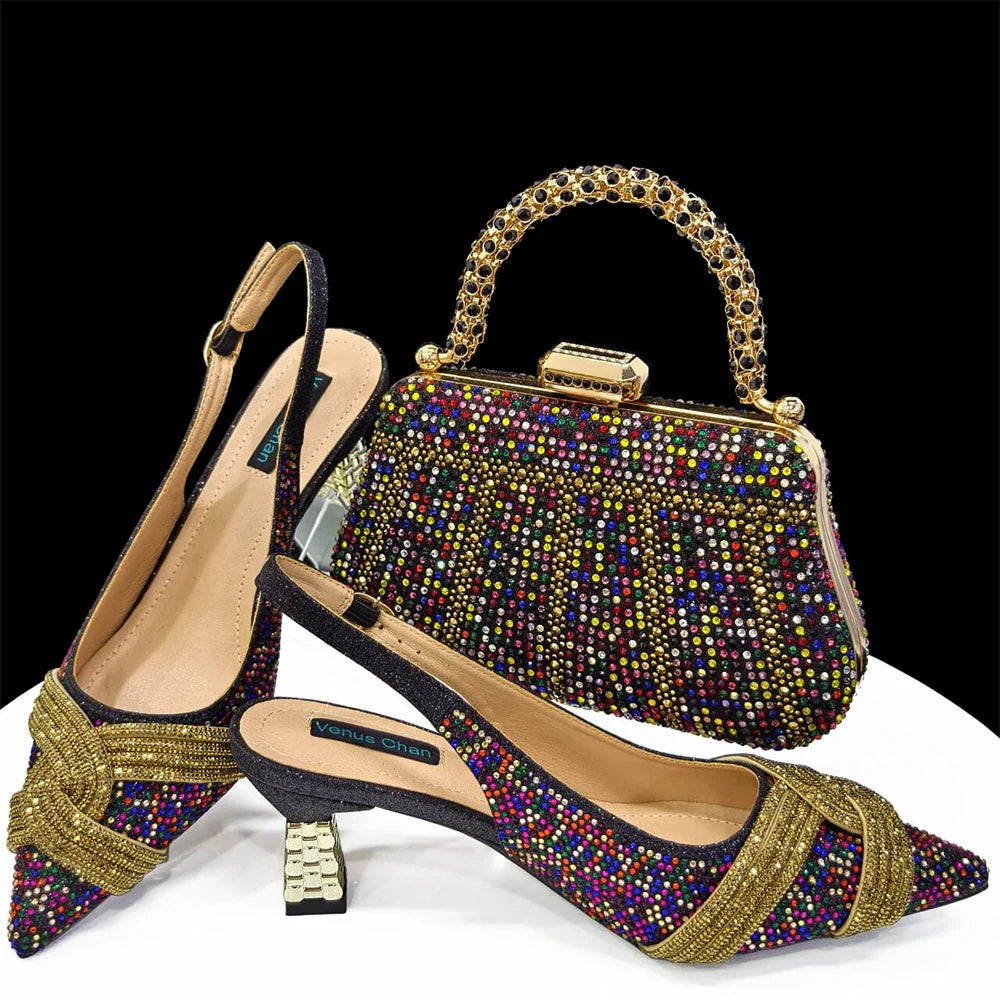 Conjunto de zapatos y bolso a juego de último estilo italiano HAS1-5