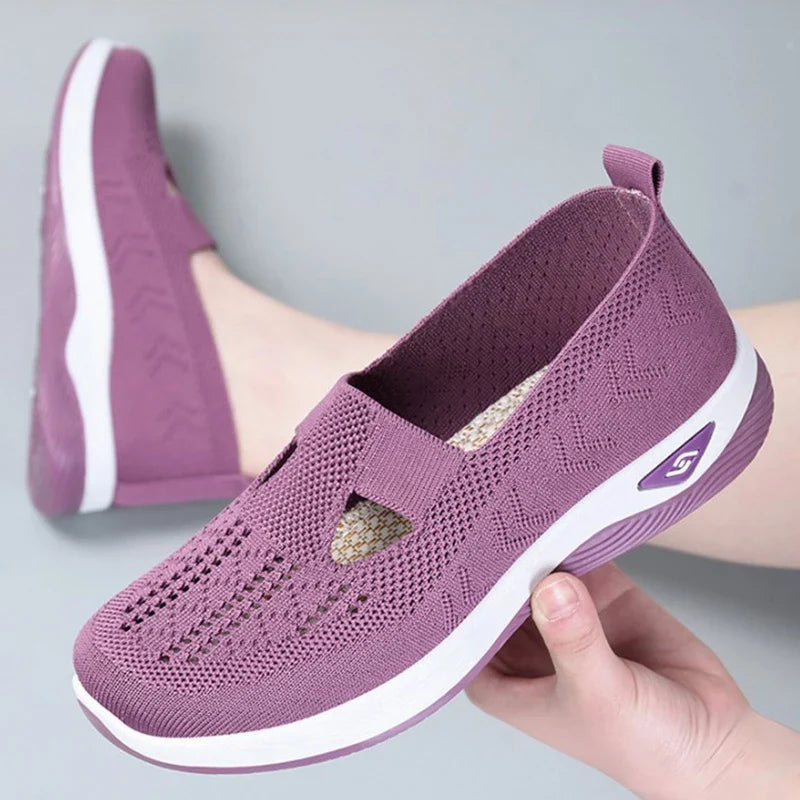 2025 Spring Women's Sports Shoes Mesh Fashionable Breathable Lightweight Non-slip Wear-resistant Casual Sports Shoes Flat Shoes
