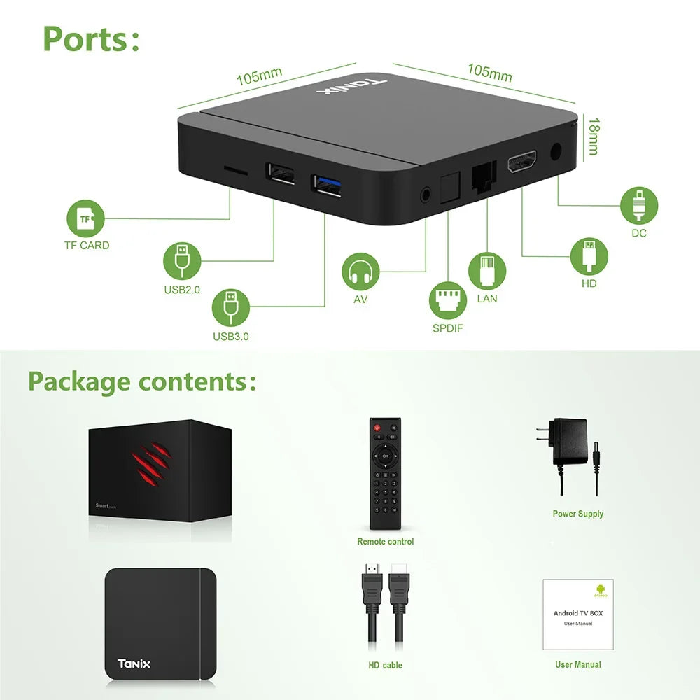 Tanix W2 Smart TV Box Android 11 Amlogic S905W2 4GB 64GB Support AV1 Dual Wifi  Media Player TVBOX Set Top Box 32GB 2GB 16GB