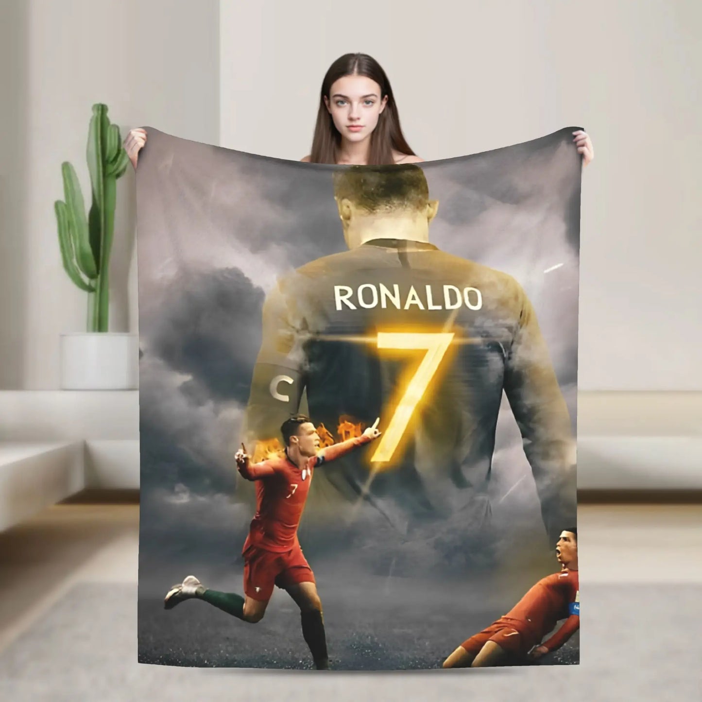 CR7  Football Soccer Blanket Ronaldos Flannel Funny Warm Throw Blanket for Bedding Lounge Decoration