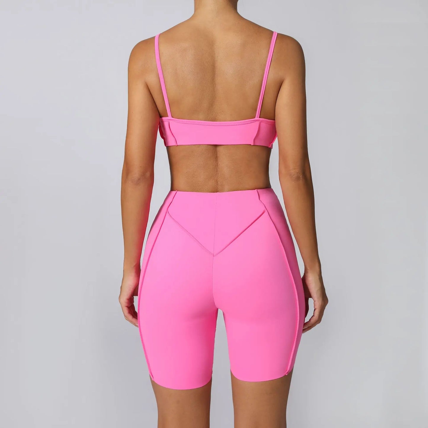 2-Piece Yoga Set – Open Back Sports Bra & High Waist Shorts