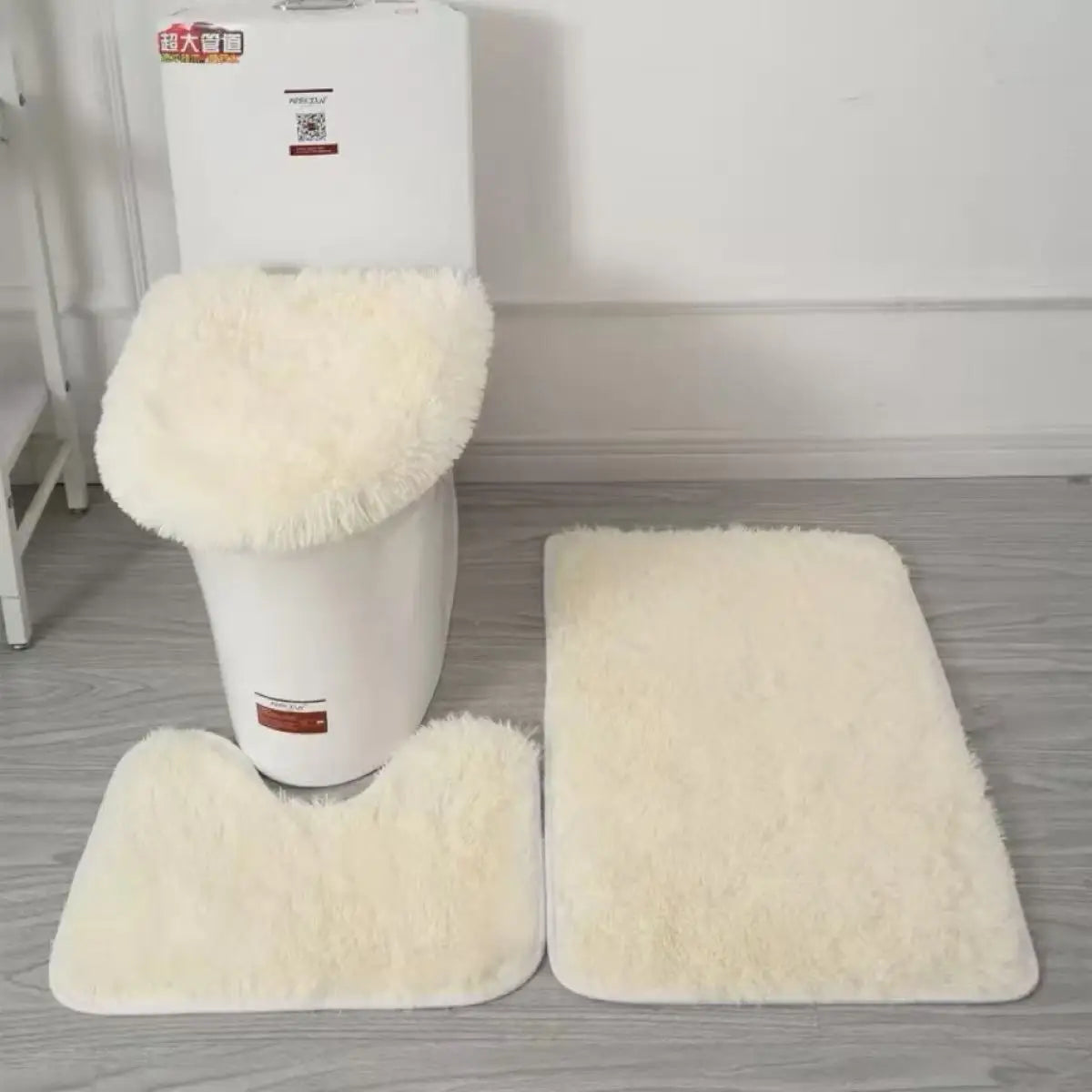 3 Pieces Bathroom Rug Set Bath Mat Toilet Lid Cover U Shape Rug Soft Washable Floor Mat for Shower Laundry Room Kitchen Tub