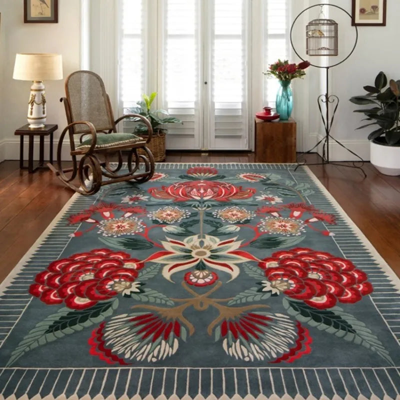 Light Luxury Cloakroom Carpet Home Non-slip Mat Large Area Bedroom Decor Washable Rug European Retro Carpets for Living Room