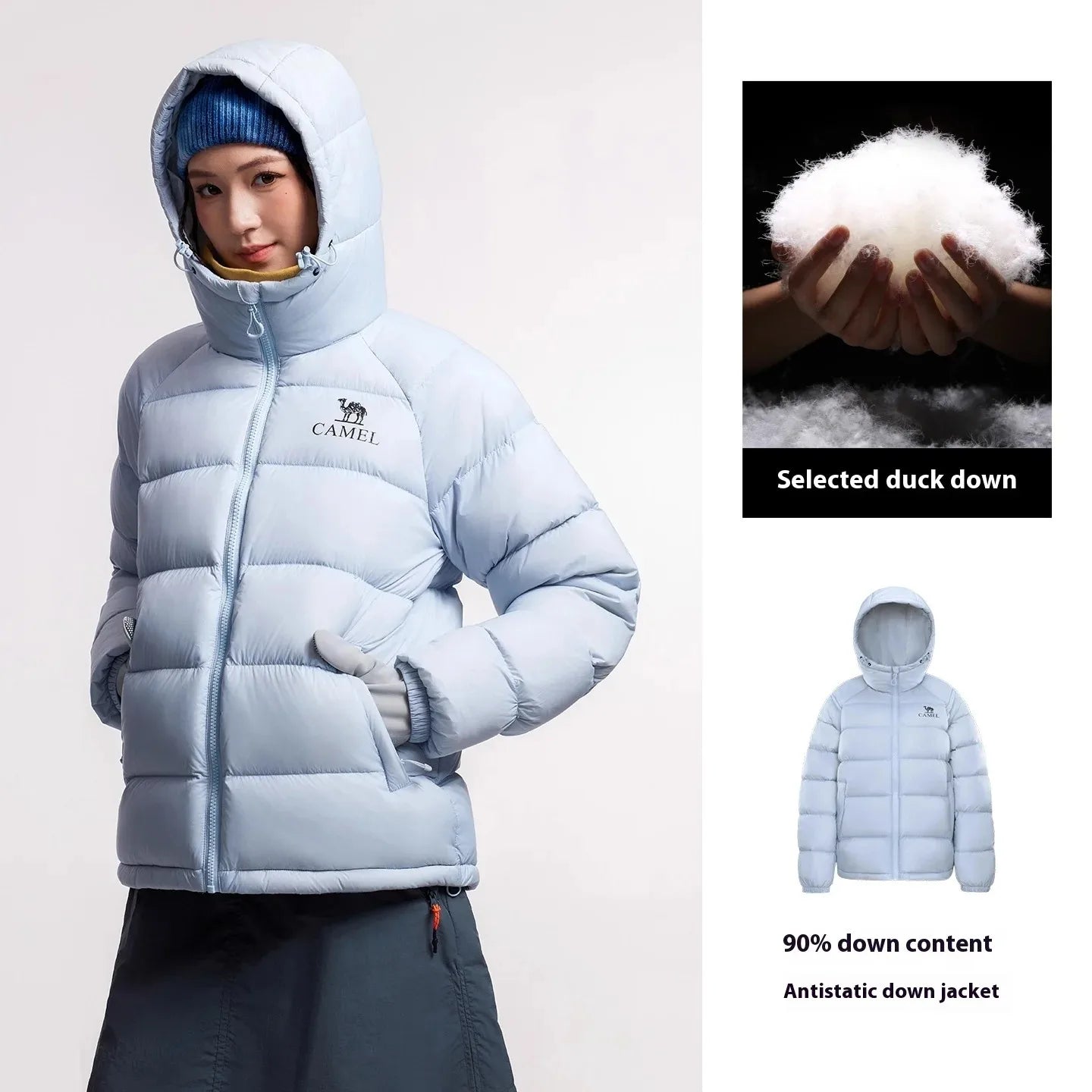 GOLDEN CAMEL Outdoor Down Jackets Unisex Women's Winter Coats High-loft Windproof Warm Duck Down Padding Puffer Jacket Camping