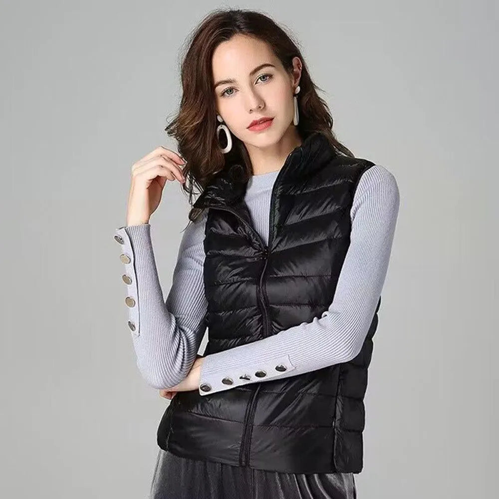 2026 White Duck Down Jacket Women Vest Autumn Winter Sleeveless Waistcoat Warm Lightweight Puffer Jacket Female Tops Outwear