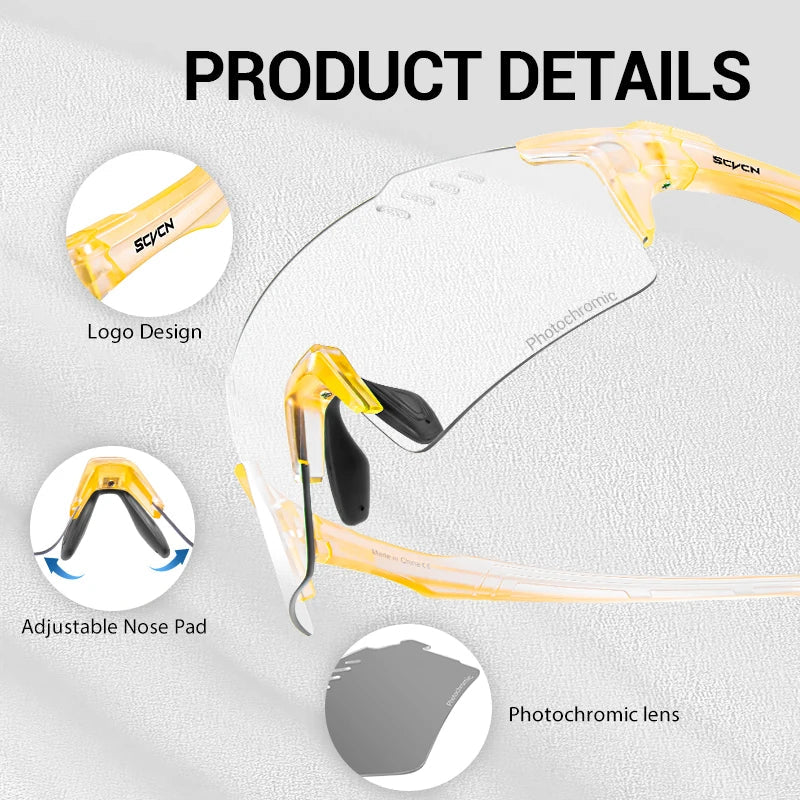 SCVCN Photochromic Cycling Sunglasses Men MTB Cycling Glasses Women Road Bike Glasses Outdoor Bicycle Sunglasses