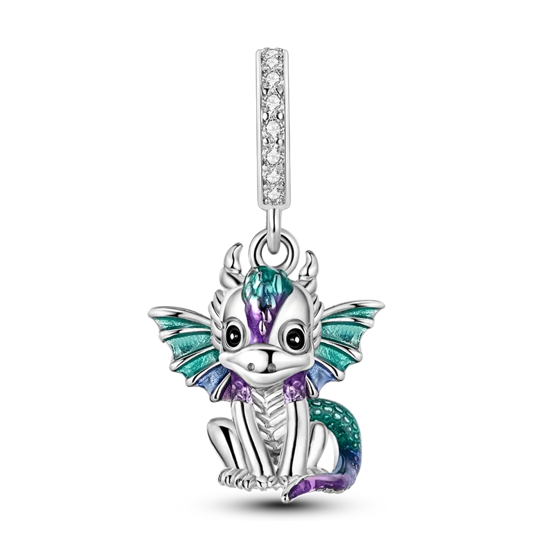 Charms Bead 925 Sterling Silver Pink Butterfly Luminous Firefly Dangle