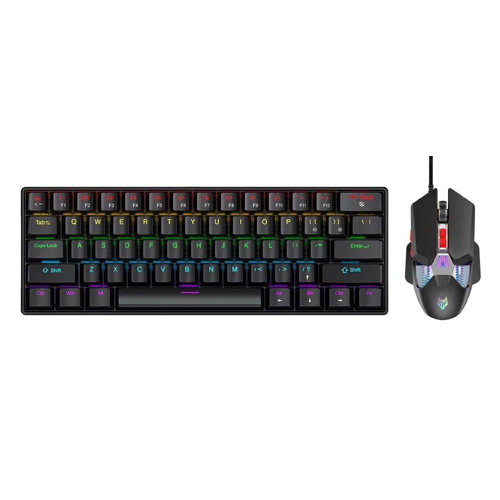 Mechanical keyboard and mouse set, 60% Portable Mini Wired Keyboard and Mouse combos, 61 Keys Phantom RGB keyboard and mouse kit