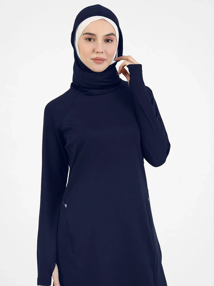 Conjunto deportivo musulmán para mujer, tops y pantalones lisos islámicos (incluye hiyab)