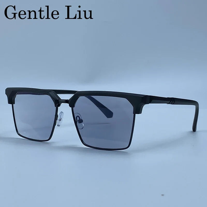 2026 Luxury Designer Square Sunglasses Men Classic Vintage Black Gold Metal Frame Sun Glasses Steampunk Driving Eyewear Shades