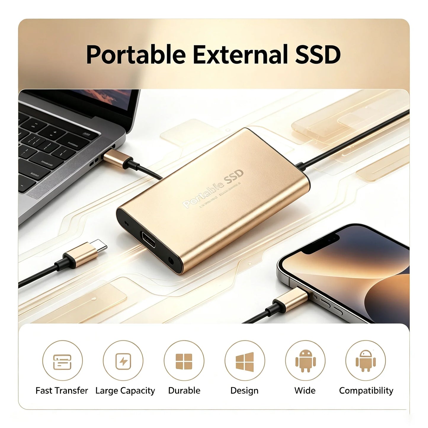 16TB High‑speed Portable External SSD USB 3.1 Type‑c External Hard