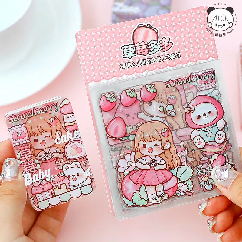 Pegatinas para álbumes de recortes de frutas y chicas Kawaii