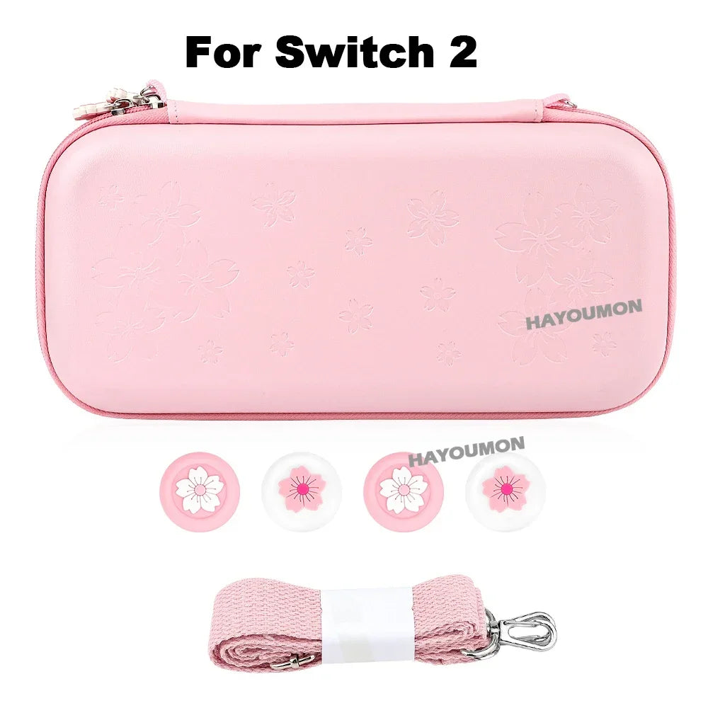Portable Carrying Case for Switch 2 Traveling Bag Hard Shell Protective Cover with 10 Games Card Slots and 4pcs Joystick Covers