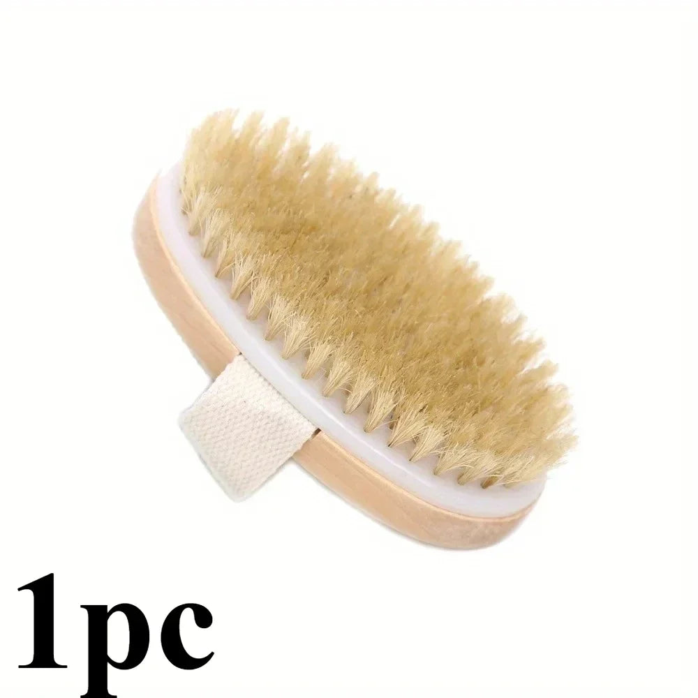 Natural Bristle Shower Brush | Gentle Exfoliating & Skin Renewal | Home Spa Massager | Perfect for Back Scrubbing & Body Care