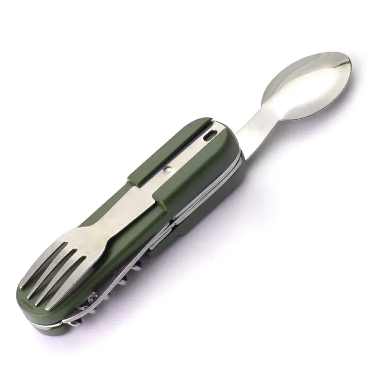 Camping Gear 5-in-1 Stainless Steel Travel Set, Multifunctional Folding Outdoor Utensils