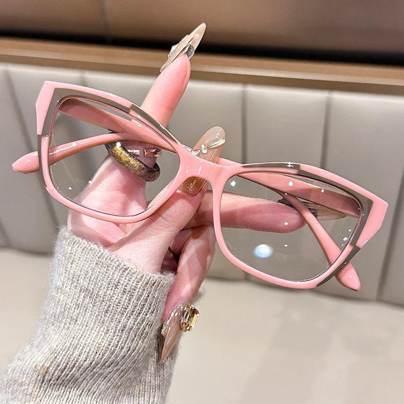 Women's Elegant Cat Eye Reading Glasses - Fashionable Color Block Design, Blue Light Blocking,  1.0 to  4.0 Power