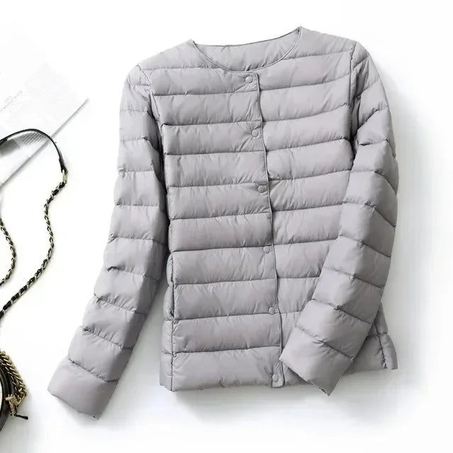 2024 New Autumn Winter Warm Ultra Light Weight Puffer Coats Down Jacket Women Slim Jacket Female Fashion White Duck Down Coat