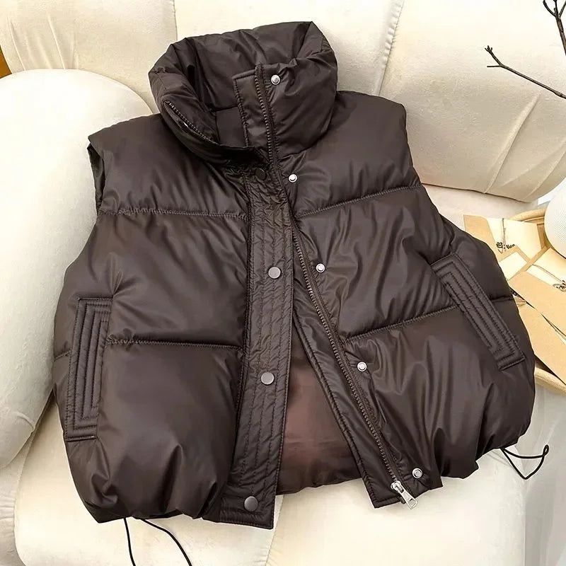 2026 New Women Winter Warm Waistcoat Ladies Sleeveless Stand Collar Coats Warm Outerwear Casual Lightweight Puffer Vest Jackets