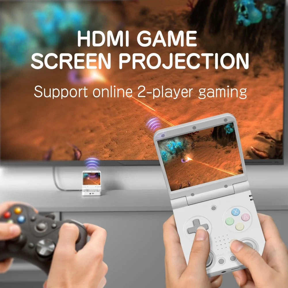 MIYOO Flip V2 Handheld Game Console 3.5''IPS Screen Retro Compact Portable Game Machine for On-the-Go Entertainment Players Gift