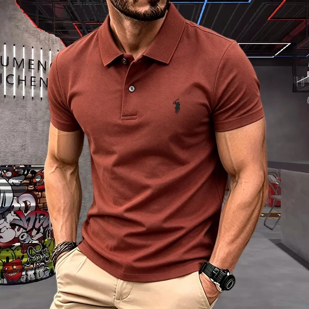 100% Pure Cotton High-End Brand Men's Short Sleeve Polo Shirt Summer