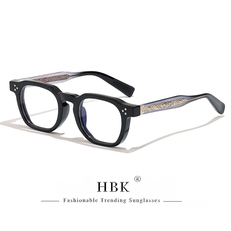 HBK Retro Square Glasses Frames Men Flat Lenses Anti Blue Light TR90 Eyeglass Frames High-Quality Reading Eyeglasses for Women