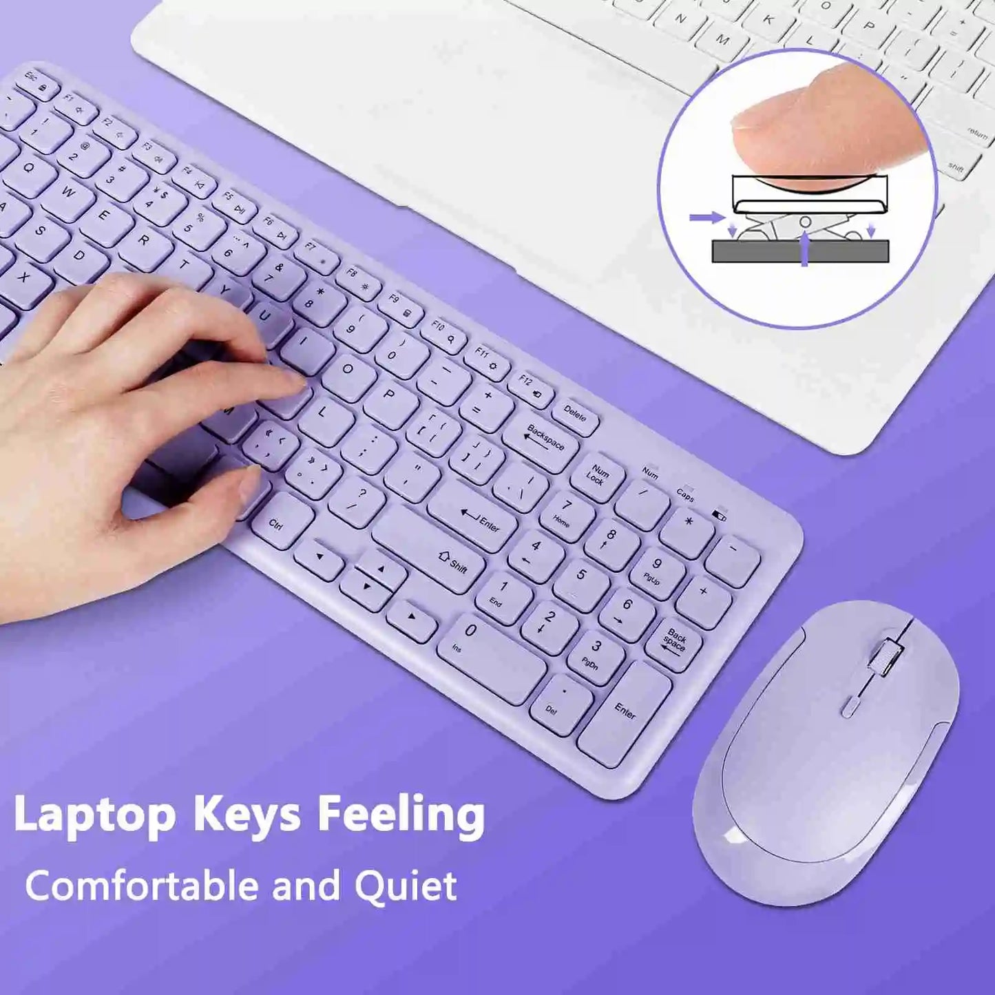 Fashion Keyboard and Mouse Set Wireless PC Gamer Keyboards and Mouse Kit Ultra Thin Office Ergonomic Gaming Keypad Mice Purple