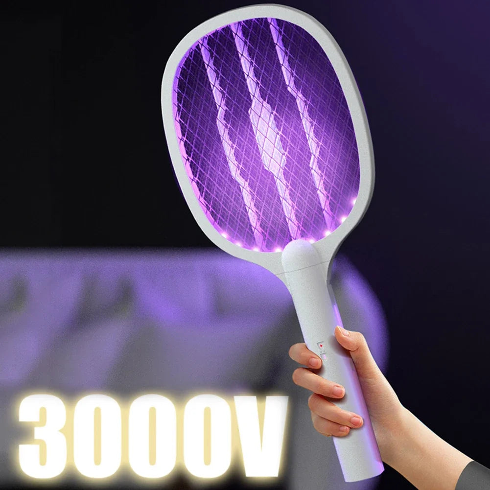 2 in 1 Multi functional Bug Zapper Racket USB Rechargeable Mosquito Killer Safe Electric Mosquito Swatter Pest Control Supplies