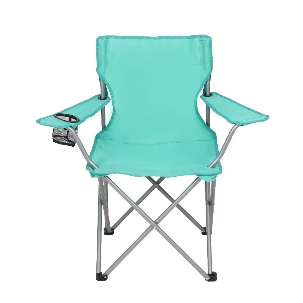 Quad Folding Camp Chair with Cup Holder, Green Sea
