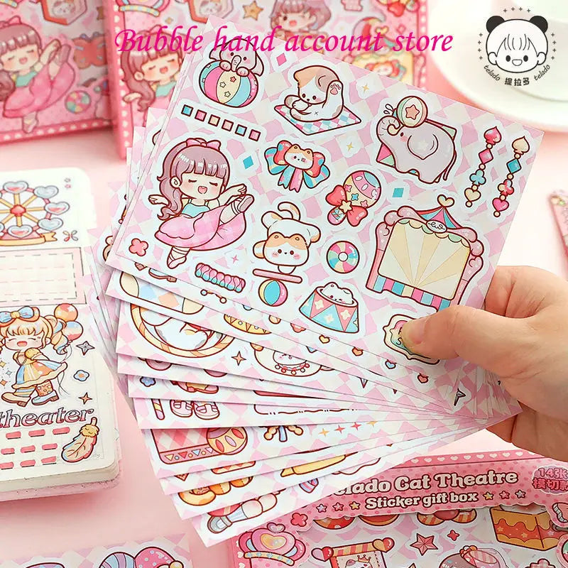 Caja de pegatinas de chica de teatro Kawaii
