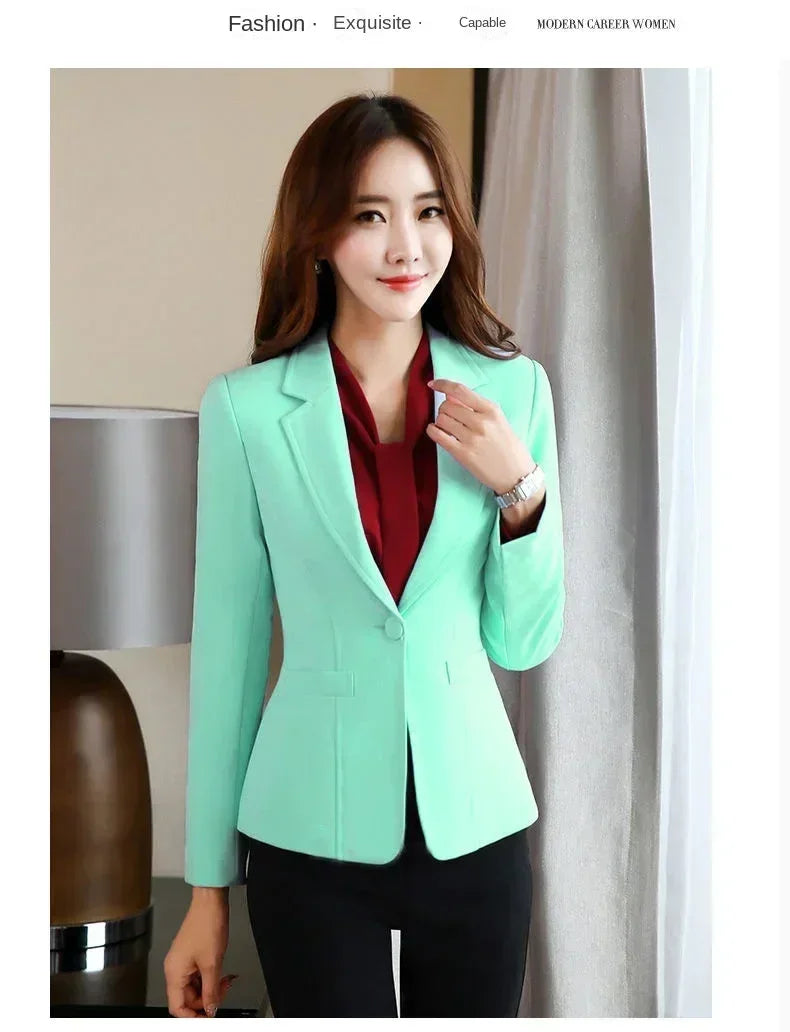 Chaqueta tipo blazer ajustada y entallada para mujer coreana, para primavera y otoño, estilo informal de oficina, traje de negocios para mujer, estilo moderno.