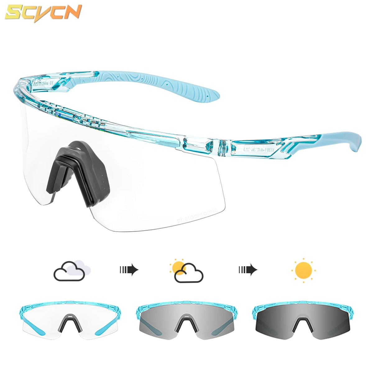 SCVCN Outdoor Photochromic Sunglasses Men Women Bicycl Cycling Glasses Sports MTB Driving Bike Eyewear Hiking UV400 Goggles New
