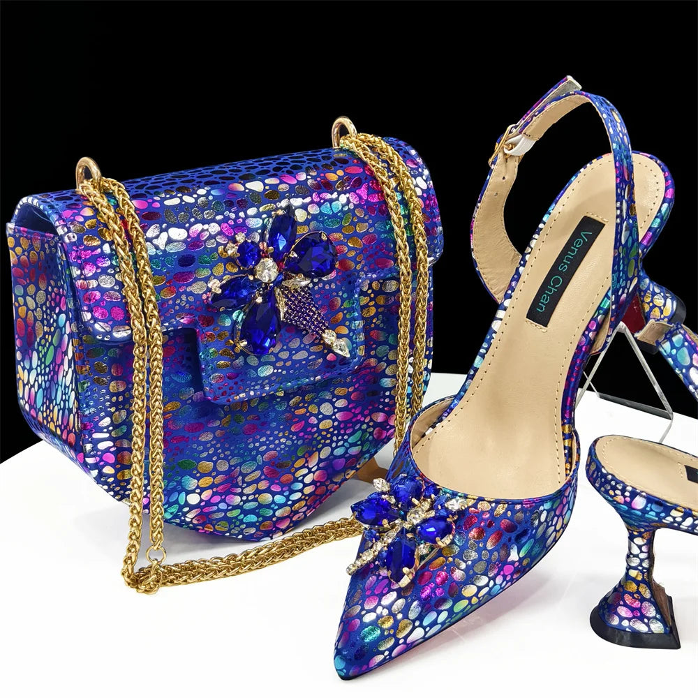 Conjuntos de zapatos y bolso fucsia italianos HDF1-7