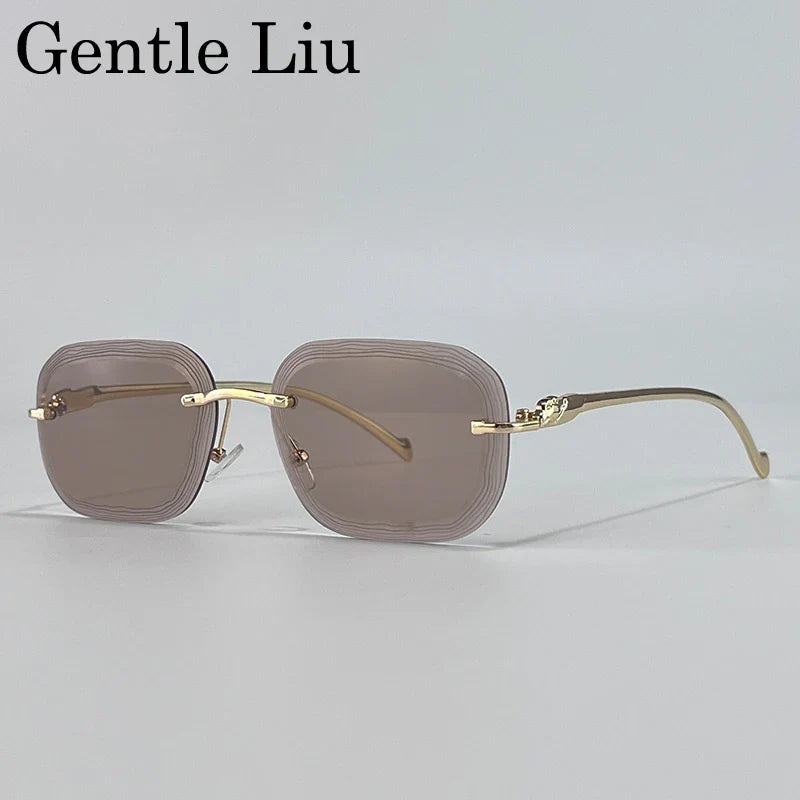 Rimless Square Sunglasses Men 2026 Luxury Brand Unique Punk Frameless Sun Glasses For Male Traveling Eyewear Metal Frame Shades