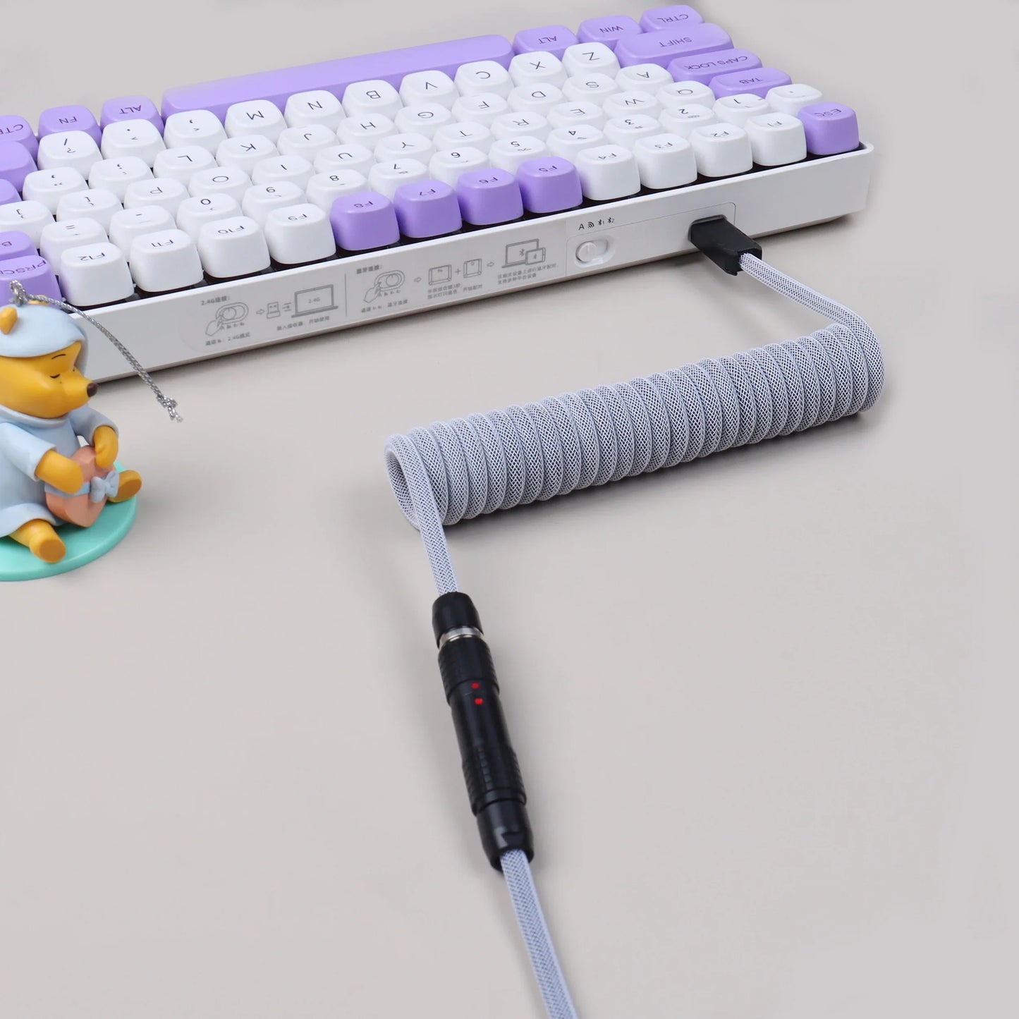 LANO Usb Keyboard Cable FGG Coiled Keyboard Usb Type C Cable Metal Aviator Connector Gaming 00B Usb Keyboard Cable