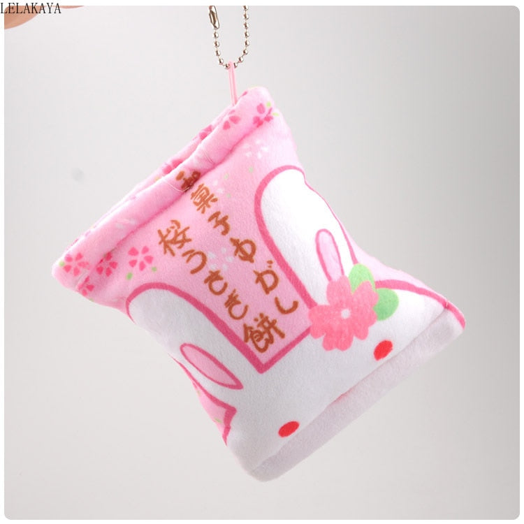 Llavero de bolsa de pudín de conejitos de peluche