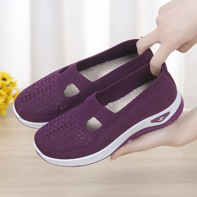 2025 Spring Women's Sports Shoes Mesh Fashionable Breathable Lightweight Non-slip Wear-resistant Casual Sports Shoes Flat Shoes