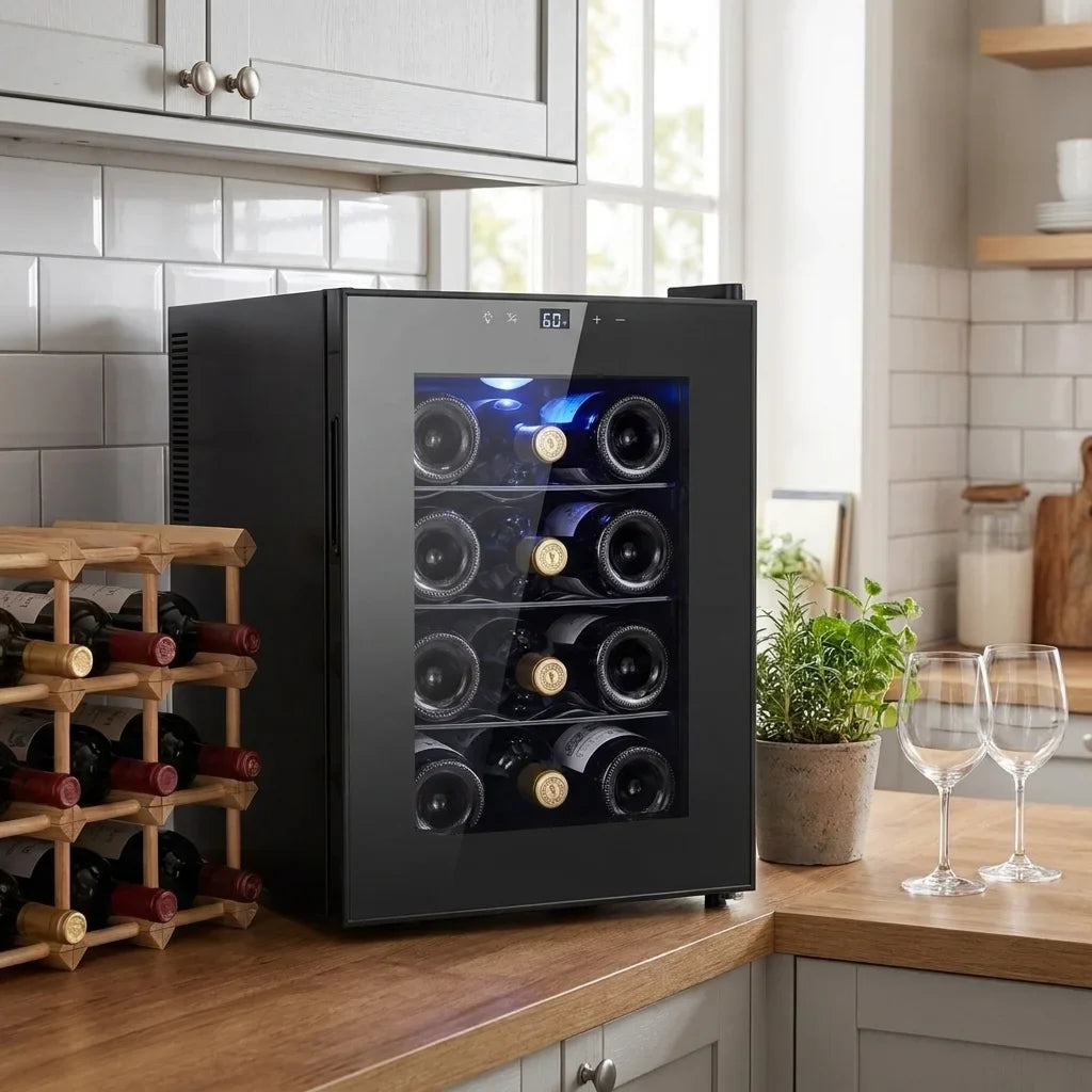 12 Bottle Thermoelectric Wine Cooler, 1.17cu.ft Single Zone Wine