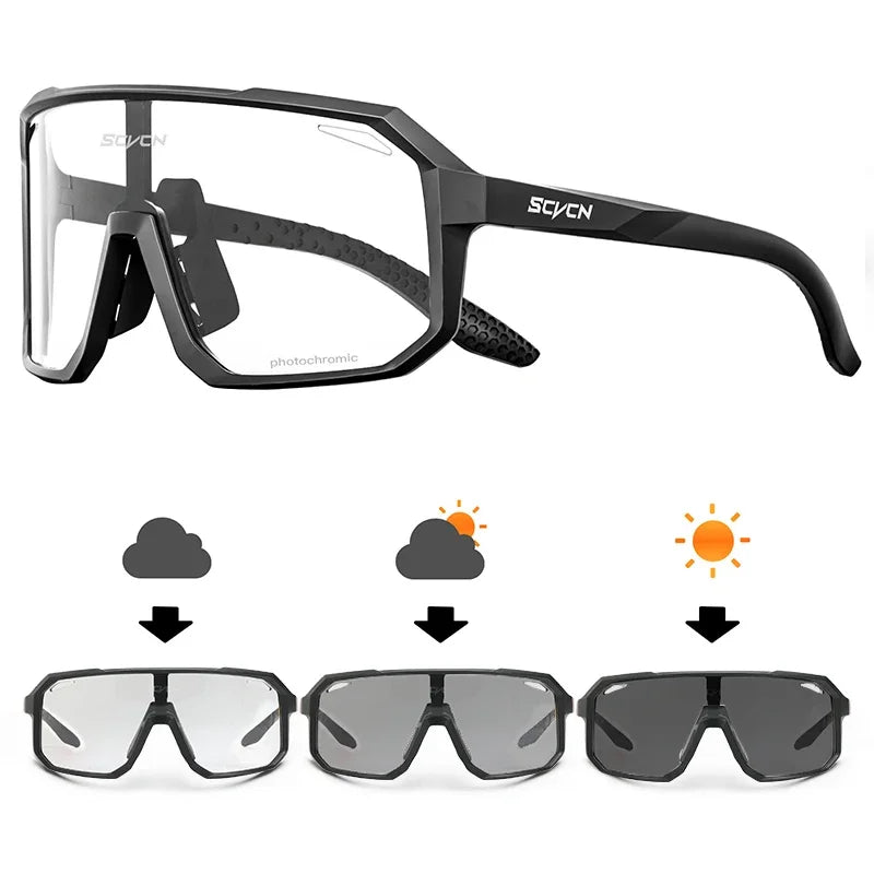 SCVCN Photochromic Bicycle Sunglasses Men Women Sport Runing Goggles UV400 Mountain Road Bike Bicycle Glasses MTB Eyewear