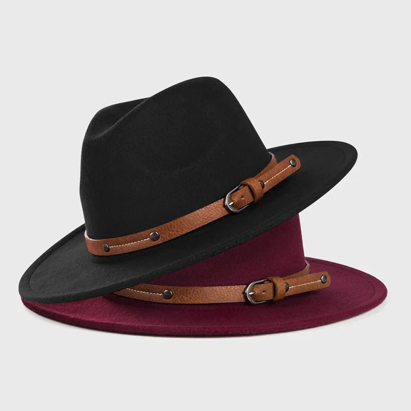 Sombrero Fedora de Lana Unisex – Sombrero de Fieltro de Ala Plana para Otoño e Invierno