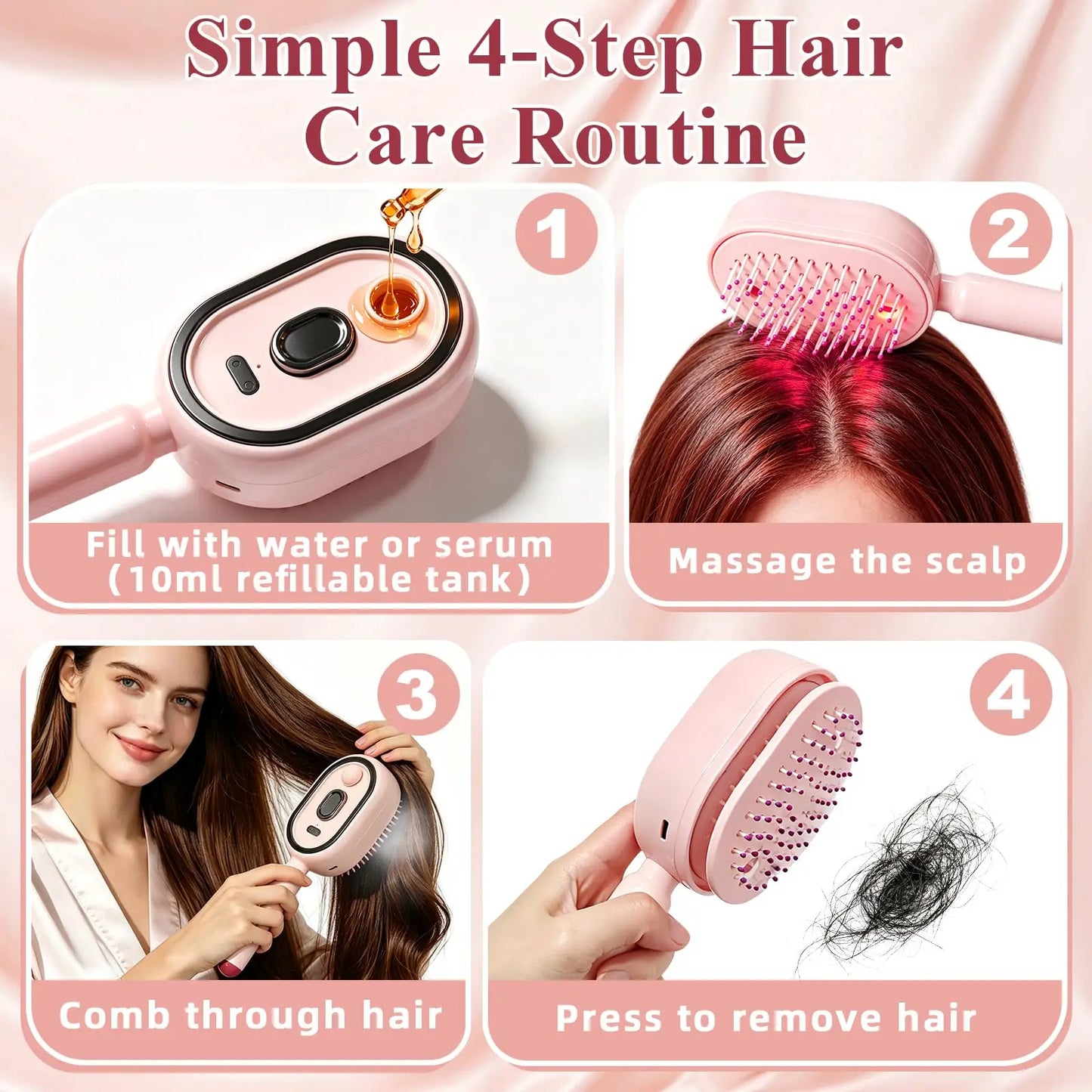 Electric Spray Hair Straightener Comb Electric Steaming Air Cushion Massage Hair Brush Rechargeable Detangling Steam Brush