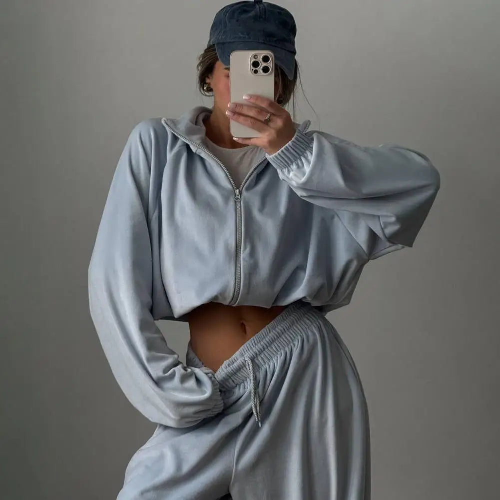 Casual Pants Suit 2026 Spring Autumn Cardigan Sweatshirts Sports Women Fashion Street Long-sleeved Jacket Trousers Two-piece Set