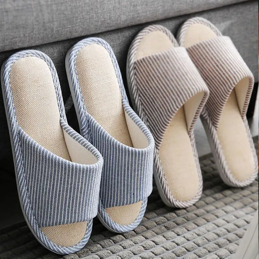 Four Season Linen Home Slippers Women Indoor Bedroom Women House Slides Autumn Unisex Lovers Shoes Adults Outdoor Casual Sandals