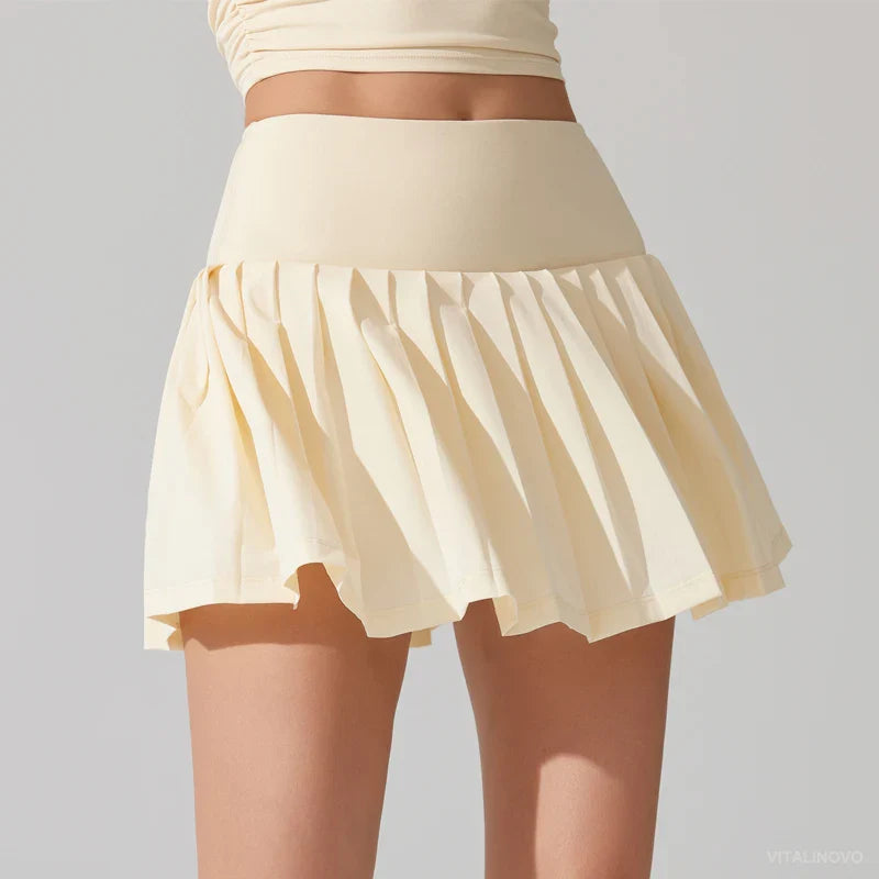 VITALINOVO Falda-pantalón plisada fluida: Tiro alto, con bolsillos, cómoda