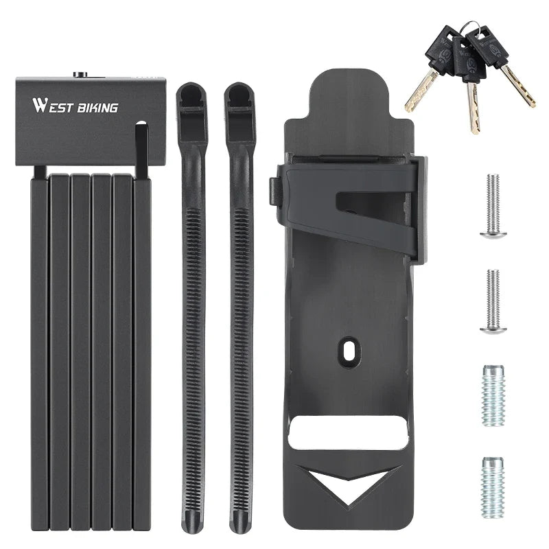 WEST BIKING Bicycle Lock Portable Foldable Anti-theft Lock MTB Road Security Scooter Electric E-Bike Cycling Bicycle Accessories