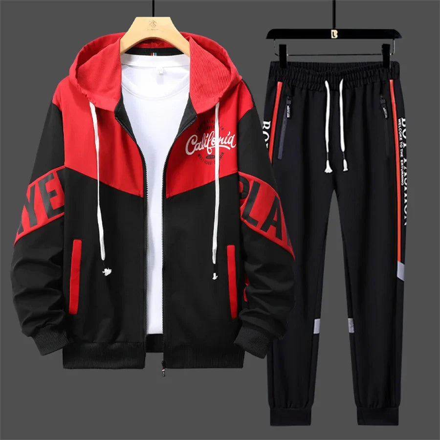 Men’s Printed Cardigan & Pants Tracksuit Set