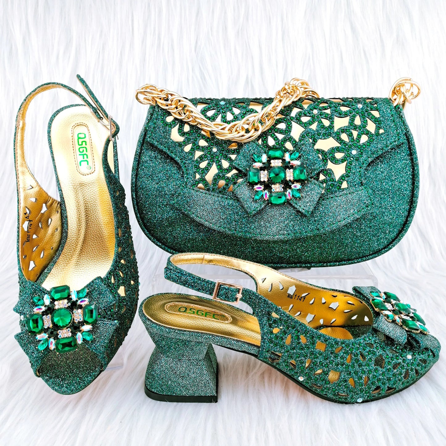 Juego de zapatos y bolso de boda africanos de nueva llegada HGY1-46