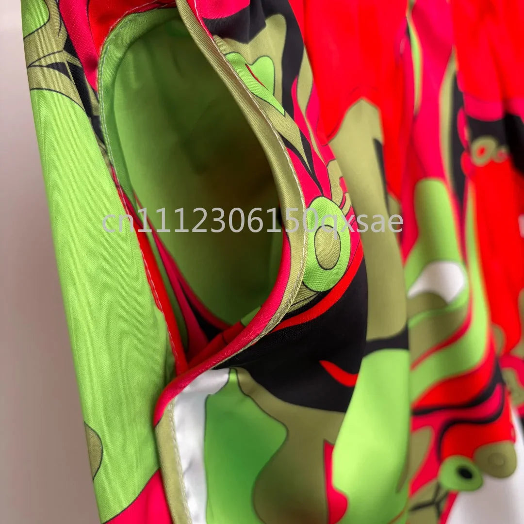 Luxury Red Silk Strap Top & Shorts Set