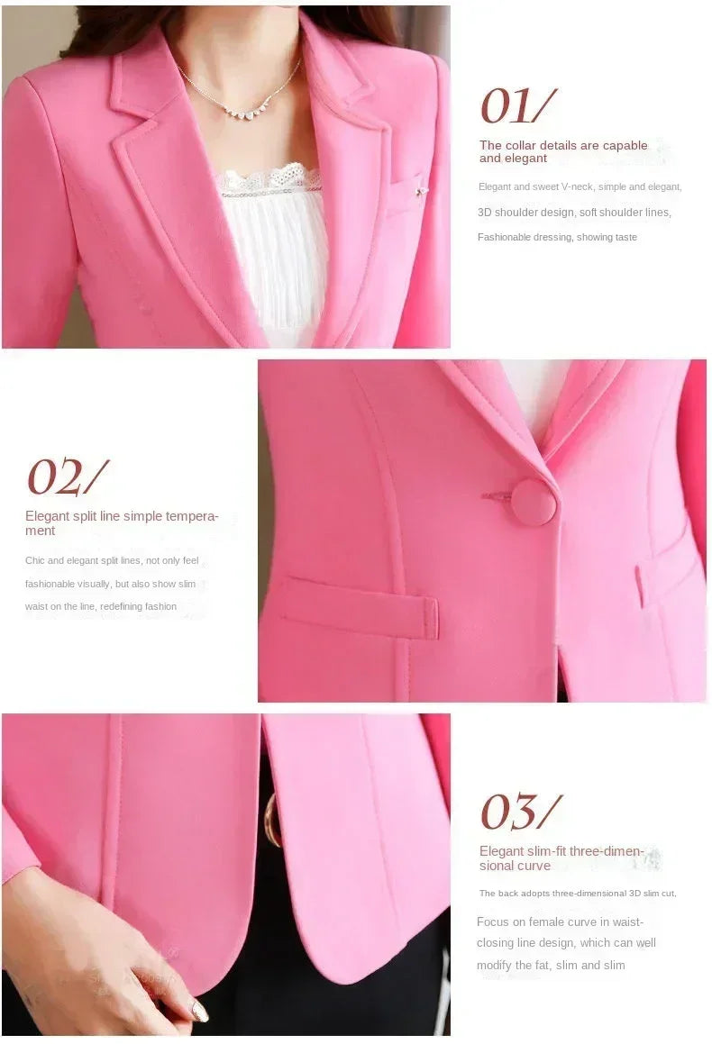 Chaqueta tipo blazer ajustada y entallada para mujer coreana, para primavera y otoño, estilo informal de oficina, traje de negocios para mujer, estilo moderno.